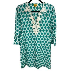 Roberta Roller Rabbit tunic kurta embroidered cotton Coverup Size M